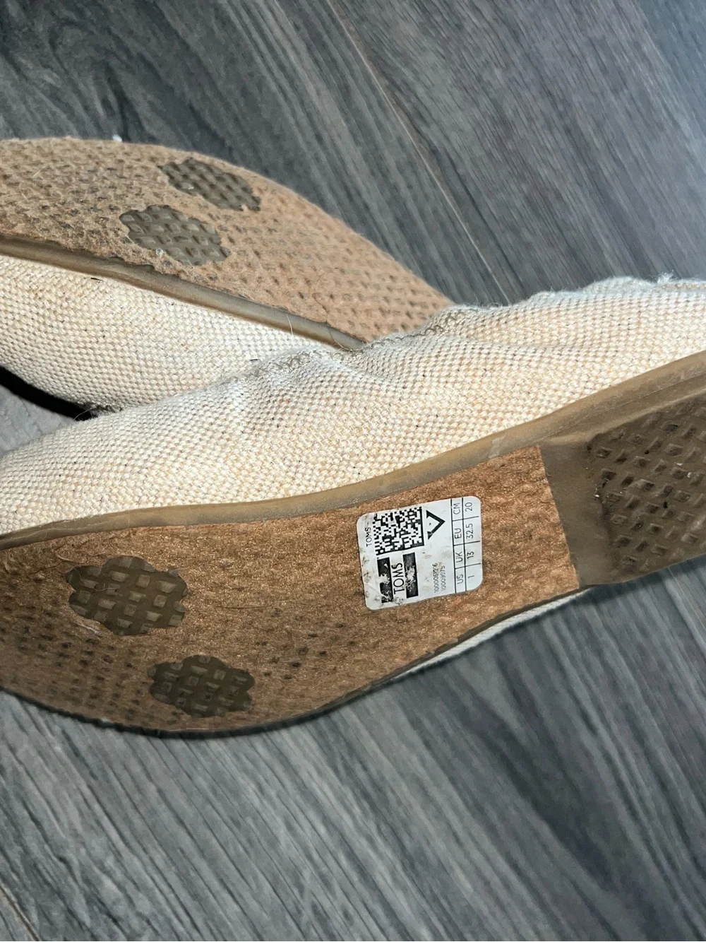 Toms Beige Canvas Flats with Colorful Floral Lining